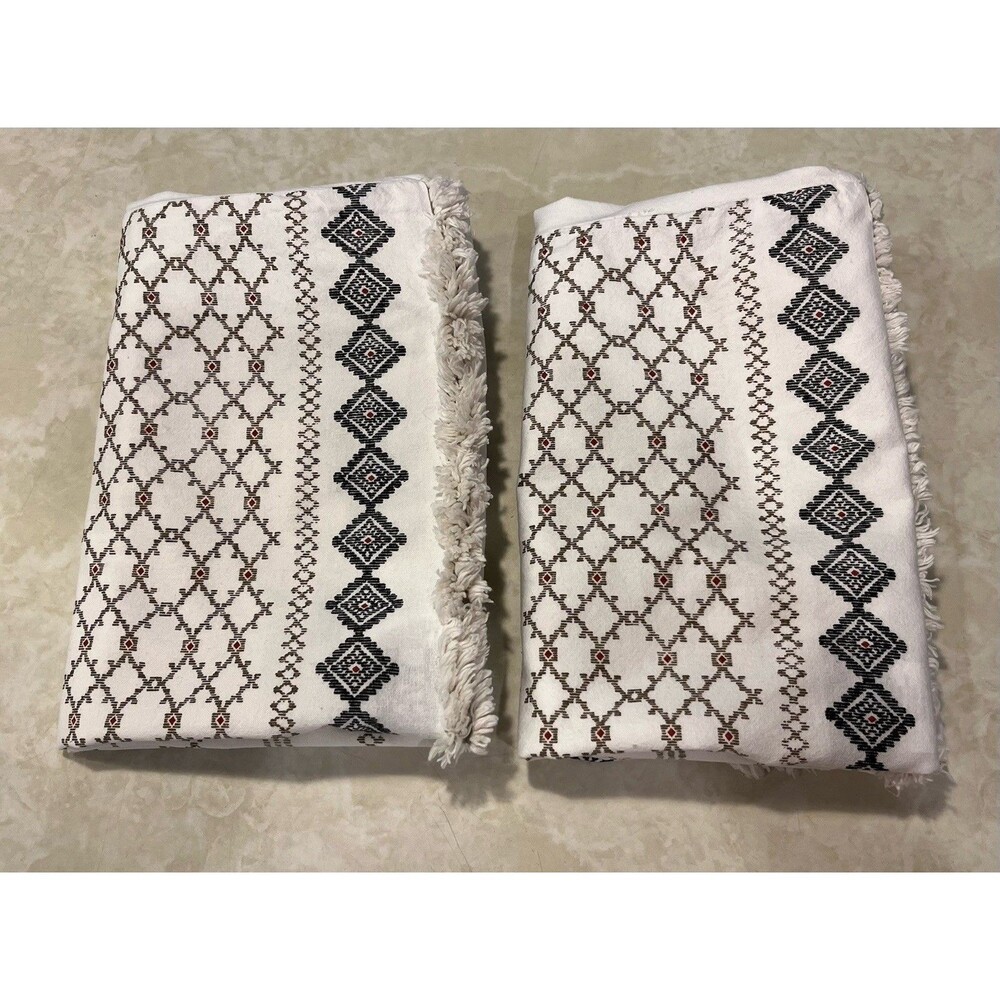 INK+IVY Imani Aztec Southwest Navajo Tribal 100% Cotton Fringe 2 Shams Std - Picture 2 of 14